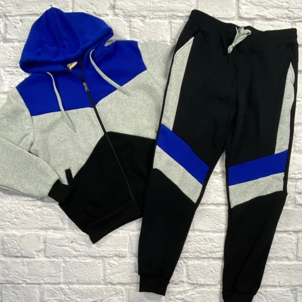 Royal block fleece sweatsuit